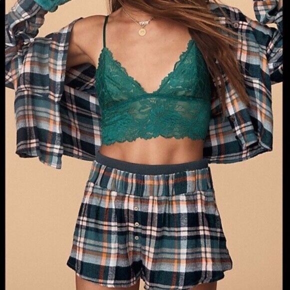 Free People OB1425432 Women Sz XL Pine Combo Wrapped In Flannel Pajama's Set $98 - Picture 8 of 8